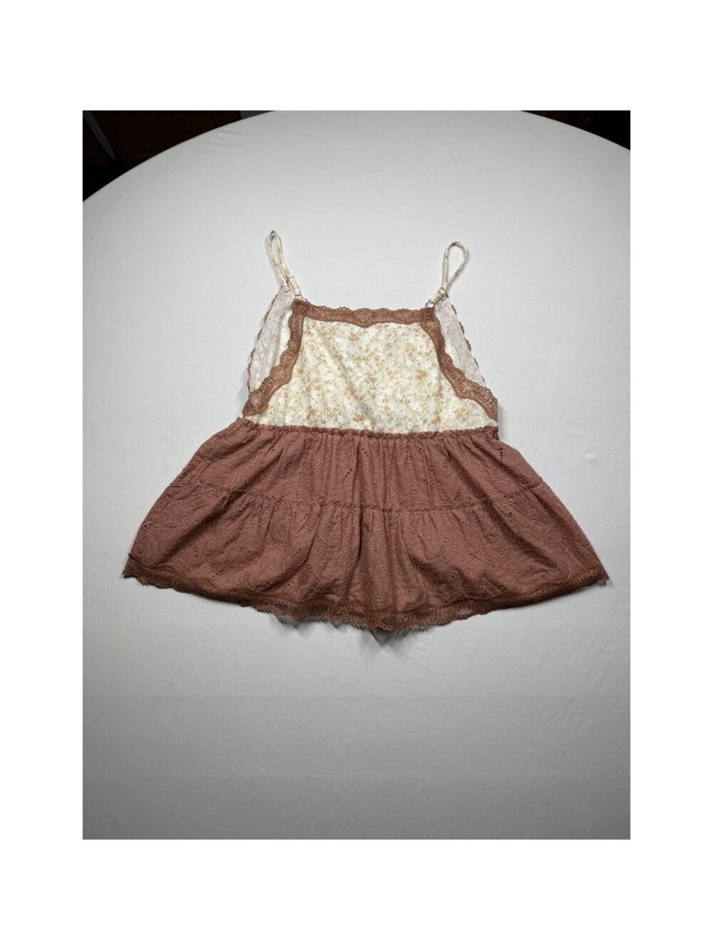 POL UWT545A Floral Eyelet Lace Babydoll Cami Top Mauve L NWOT - Picture 3 of 8
